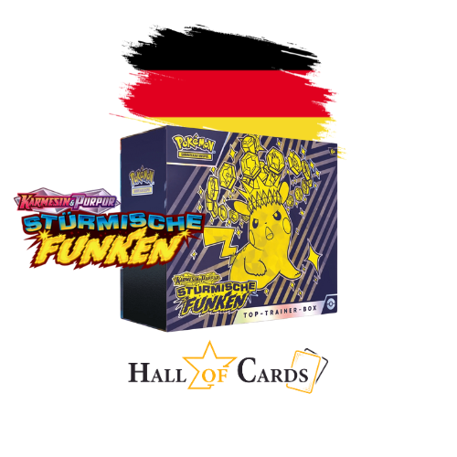 Allgemeine Information:
Kein Mehrwertsteuerausweis, da Kleinunternehmer nach §19 (1) UStG.
The Pokémon Company
Karmesin & Purpur Stürmische Funken Top Trainer Box Vorbestellung
Releasedatum: 08.11.2024
Inhalt:
9 Boosterpacks (Stürmische Funken) des Pokemon-Sammelkartenspiels
1 Promo Karte Magneton
65 Kartenhüllen
45 Energiekarten des Pokemon-Sammelkartenspiels
1 Spielanleitung
1 Regelbuch für das Pokemon-Sammelkartenspiel
6 Schadensmarken-Würfel
2 Kunststoffmarken
1 Münzwurf-Würfel